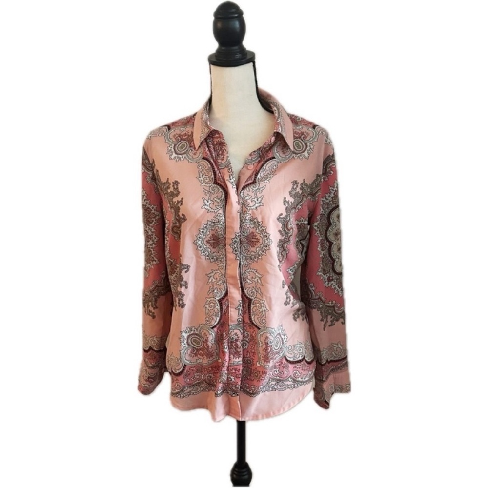 Apt. 9 Pink and Gray Paisley Button Down Shirt